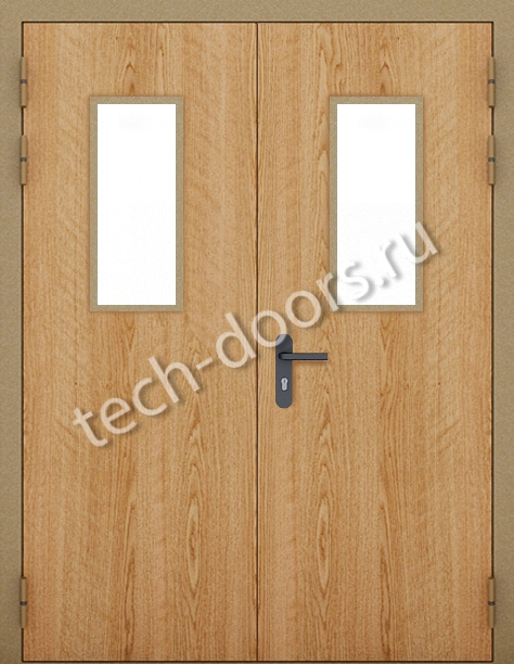 Дверь противопожарная двупольная МДФ 1450х2050 остекленная
